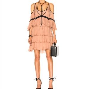 Cinq a Sept Blair Off Shoulder Silk Ruffle Dress 6